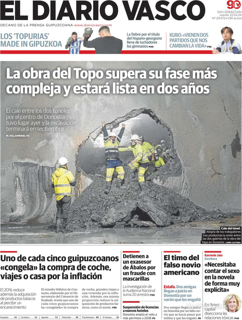 Portada El Diario Vasco 2024-02-23