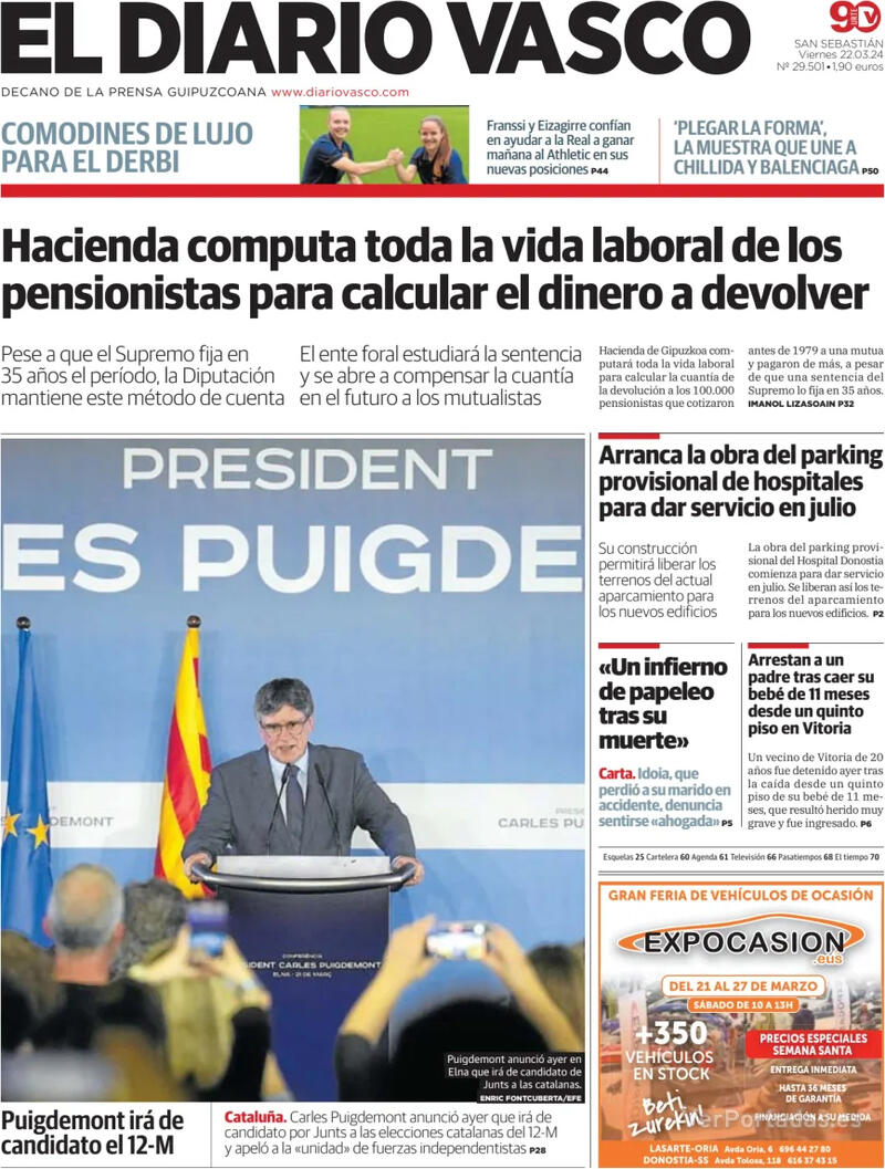 Portada El Diario Vasco 2024-03-23