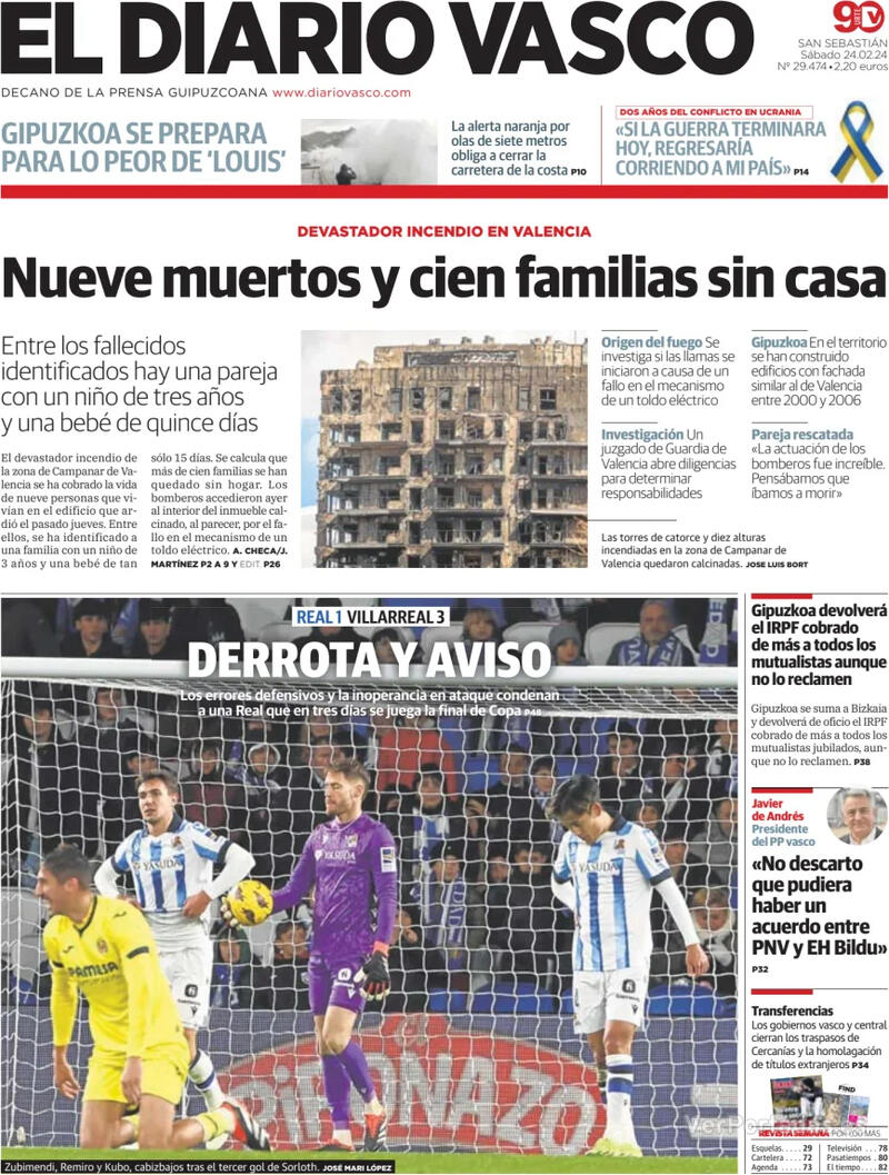 Portada El Diario Vasco 2024-02-25