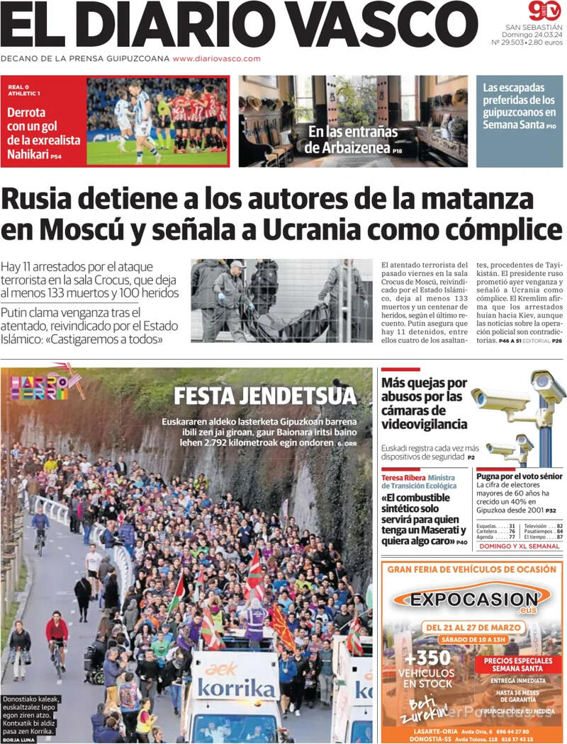 Portada El Diario Vasco 2024-03-25