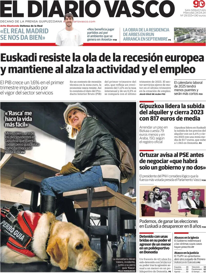 Portada El Diario Vasco 2024-04-25