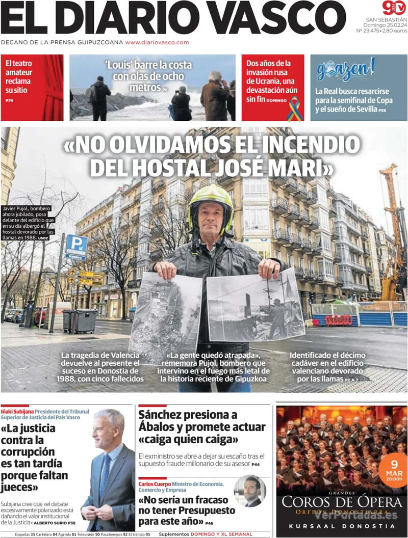 Portada El Diario Vasco 2024-02-26