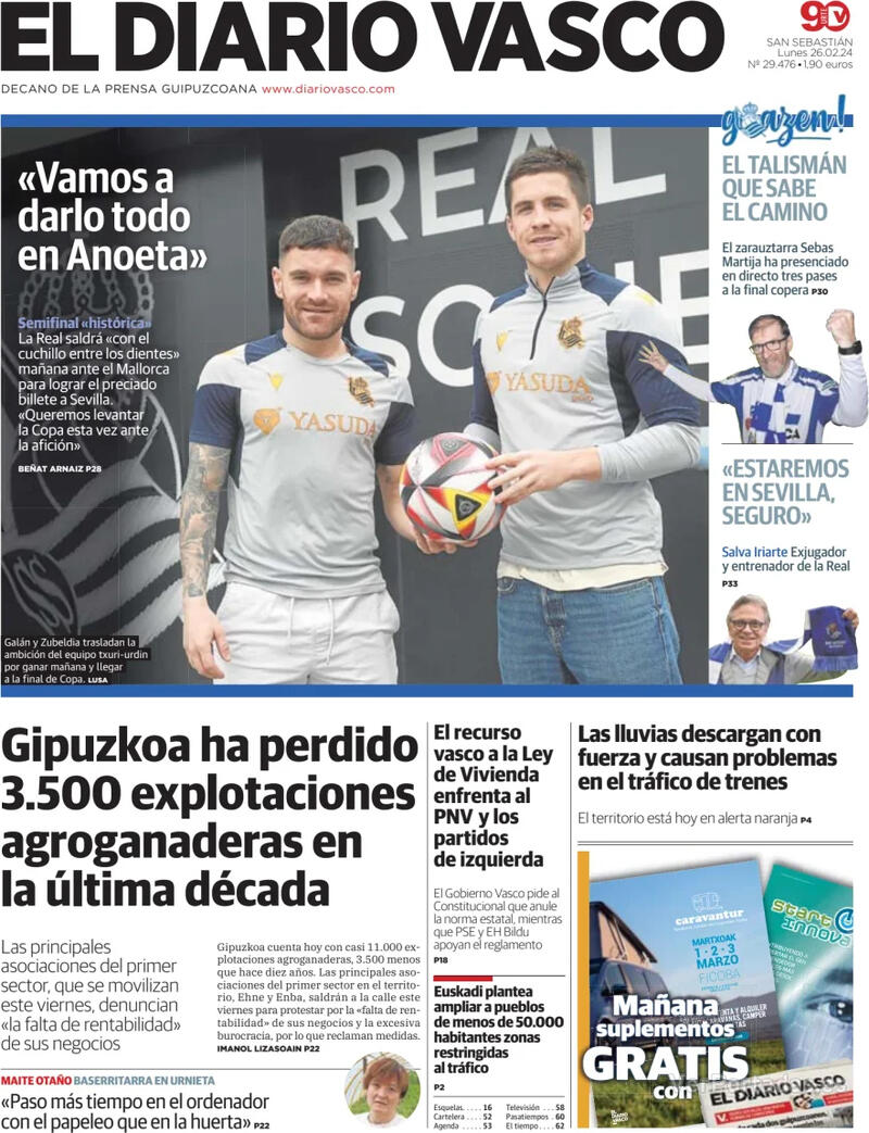 Portada El Diario Vasco 2024-02-27