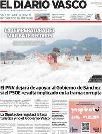 Portada periódico El Diario Vasco