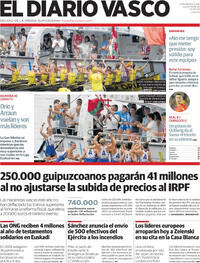 Portada El Diario Vasco 2025-08-18