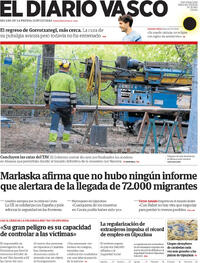 Portada periódico El Diario Vasco Portada periódico El Diario Vasco