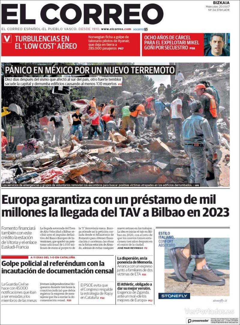 Portada El Periódico 2017-09-20