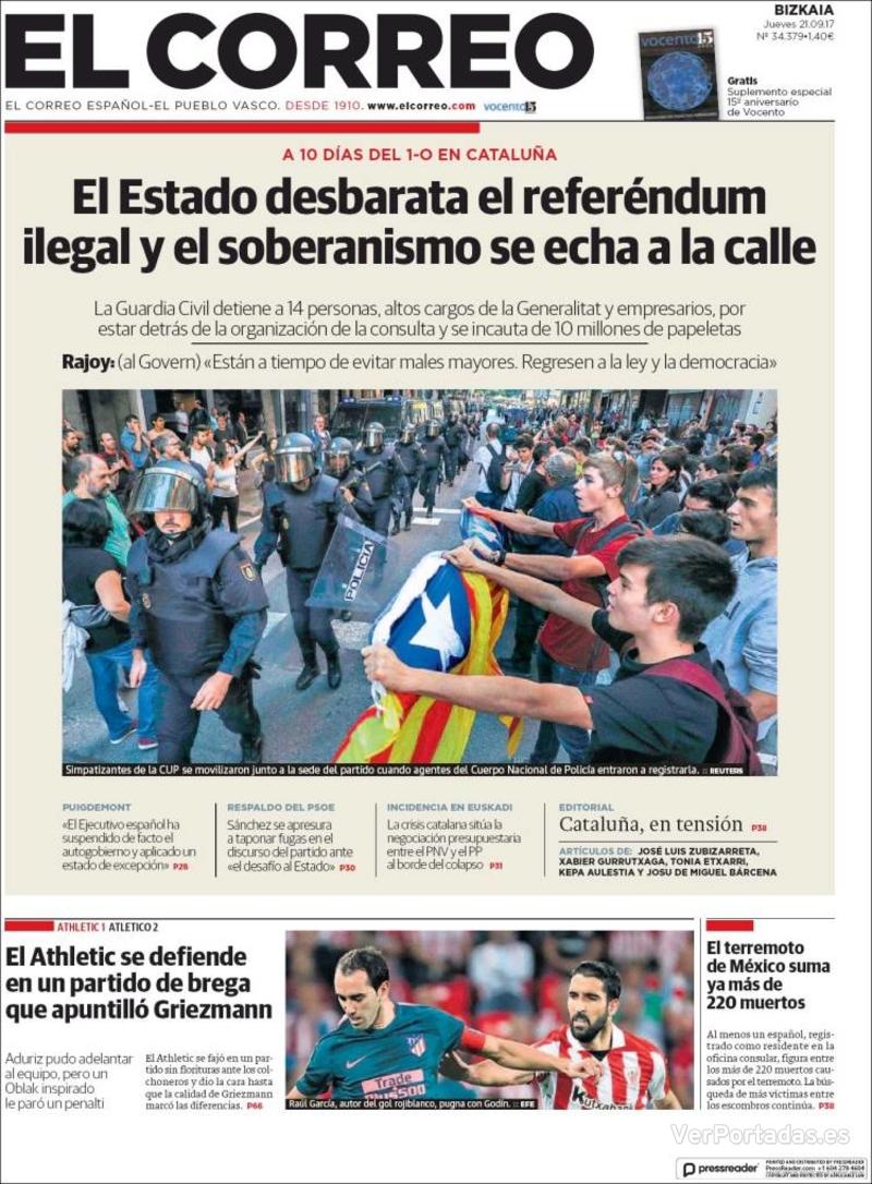 Portada El Periódico 2017-09-21