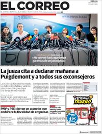 Portada El Correo 2017-11-01