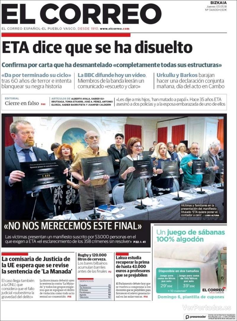 Portada El Periódico 2018-05-03