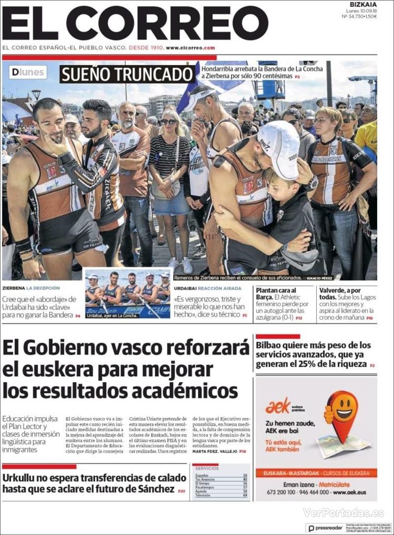 Portada El Correo 2018-09-11