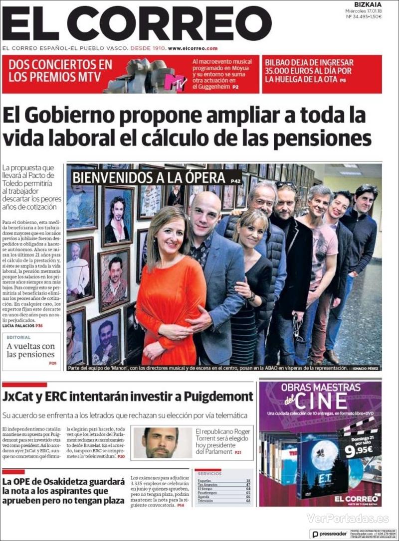 Portada El Periódico 2018-01-17