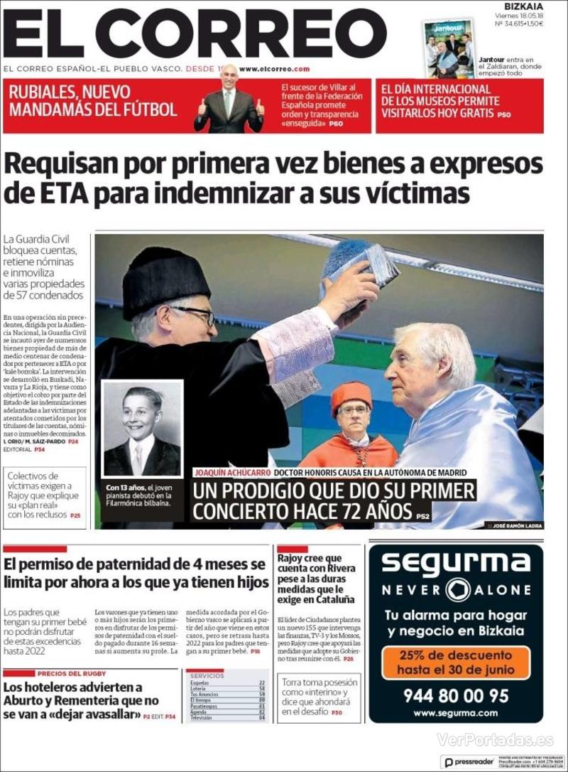 Portada El Periódico 2018-05-18