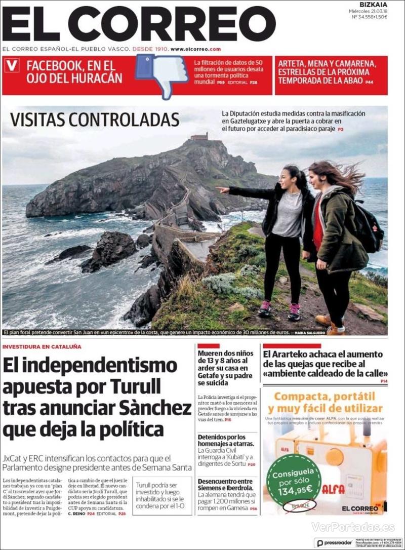 Portada El Periódico 2018-03-21