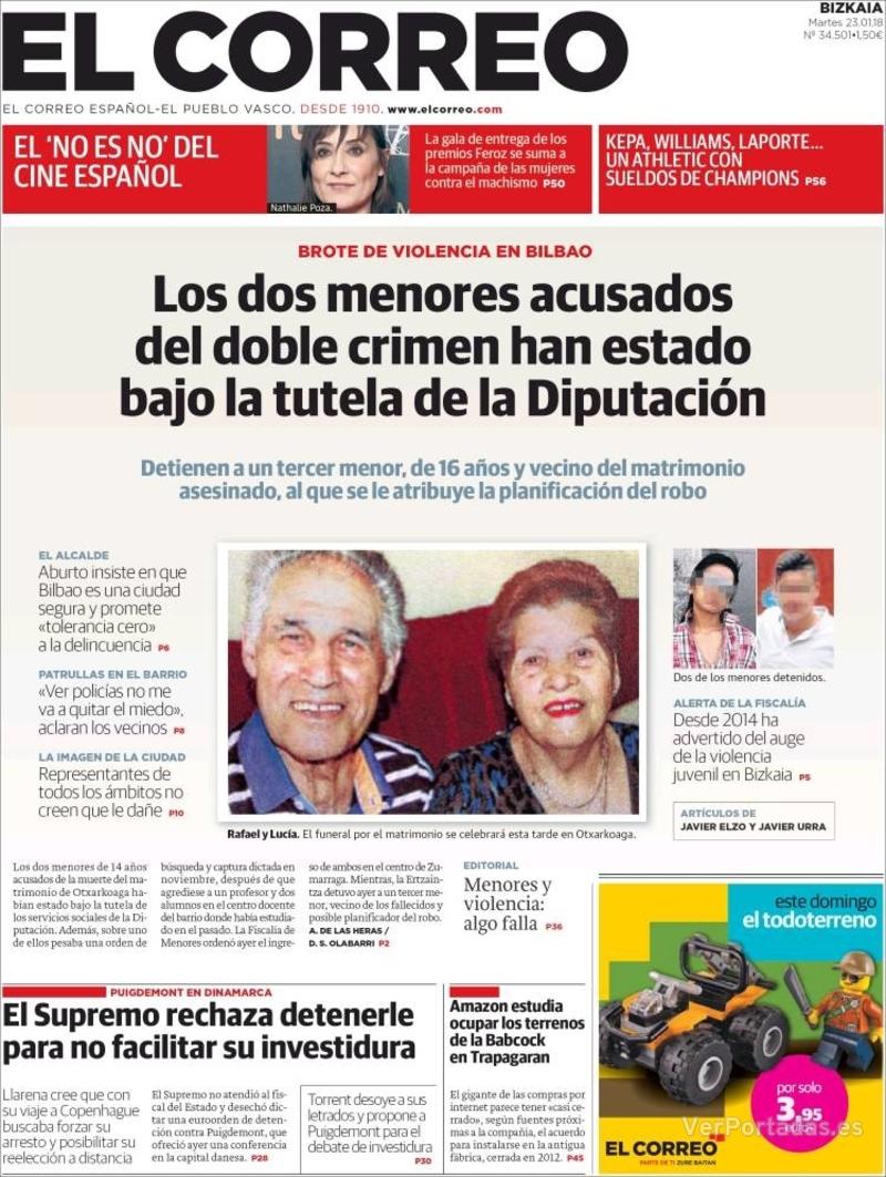 Portada El Periódico 2018-01-23