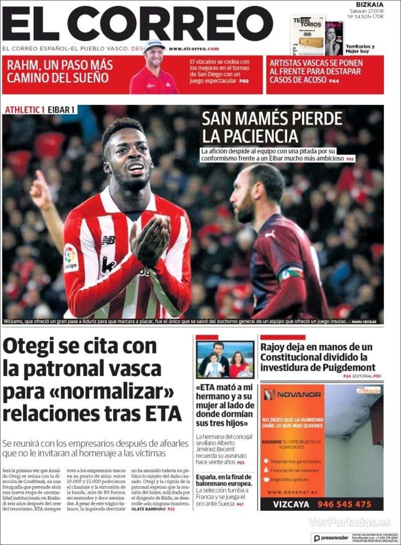 Portada El Periódico 2018-01-27