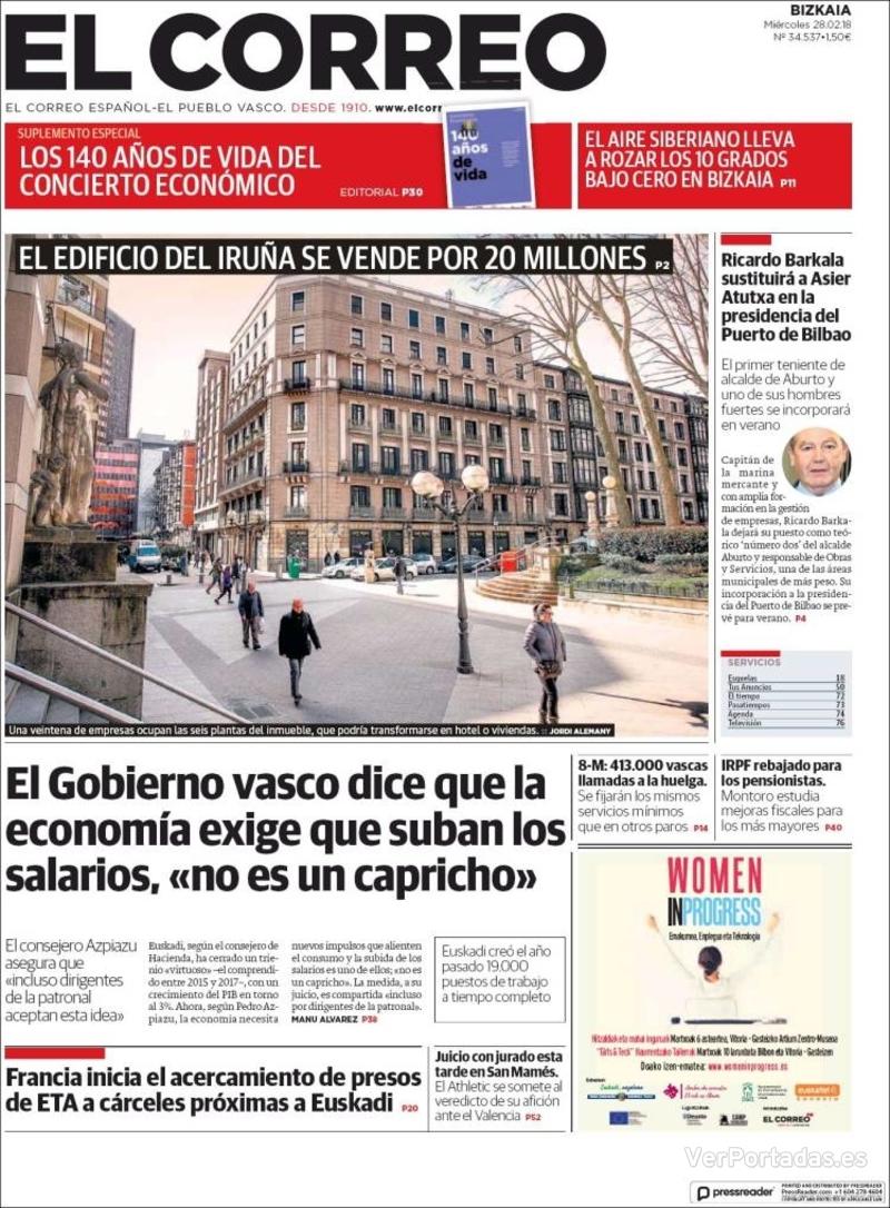 Portada El Periódico 2018-02-28