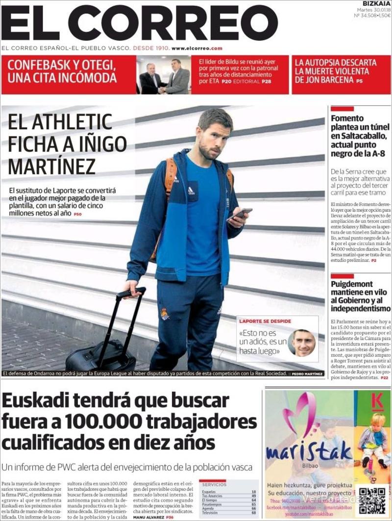 Portada El Periódico 2018-01-30