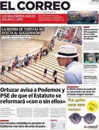 Portada El Correo 2018-08-01