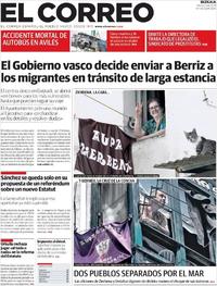 Portada El Correo 2018-09-04