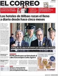 Portada El Correo 2018-09-07