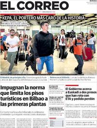 Portada El Correo 2018-08-08