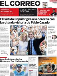Portada El Correo 2018-07-22