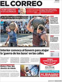 Portada El Correo 2018-08-23