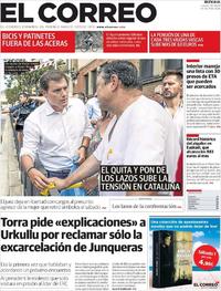 Portada El Correo 2018-08-30