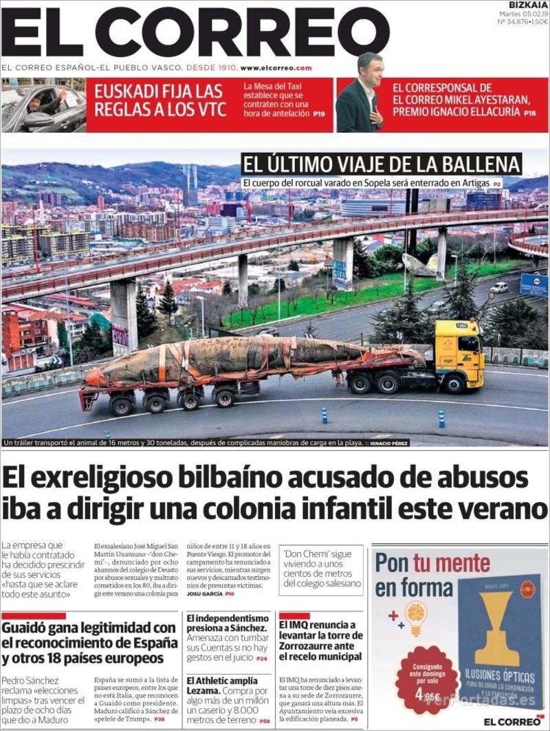 Portada El Correo 2019-02-06