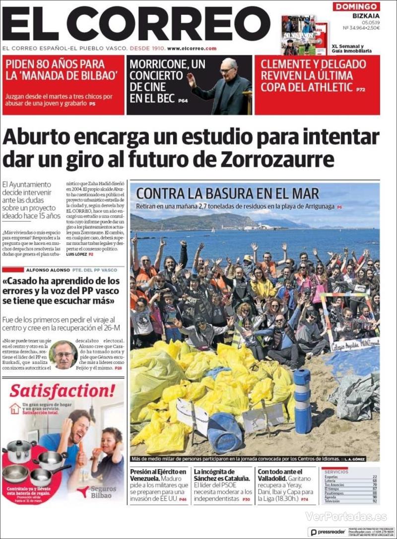 Portada El Correo 2019-05-06