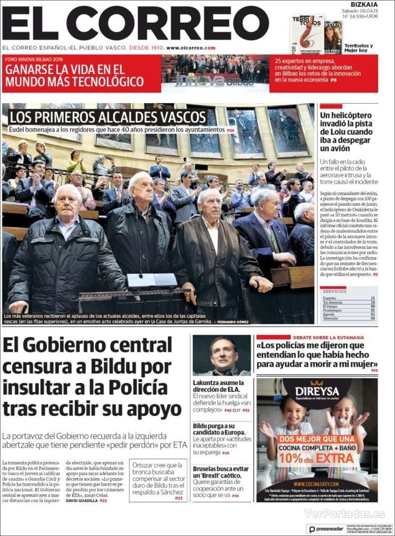 Portada El Correo 2019-04-07