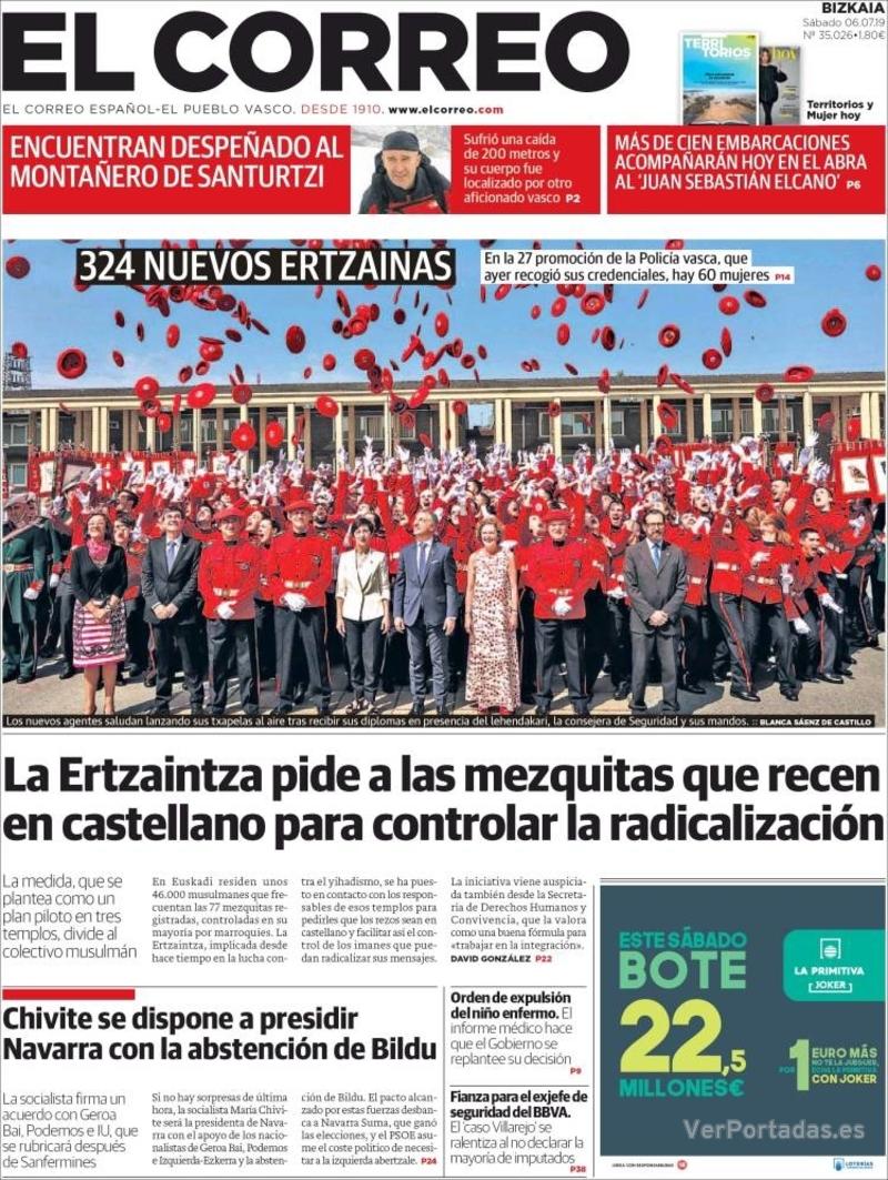 Portada El Correo 2019-07-07