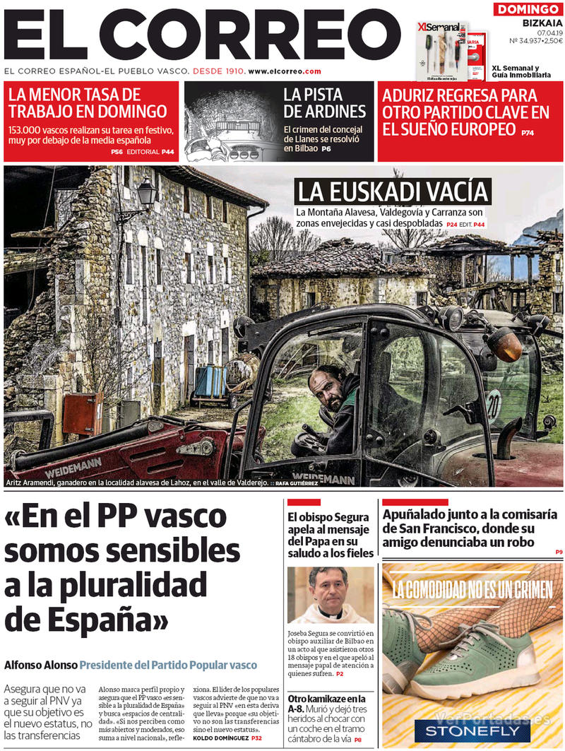 Portada El Correo 2019-04-08