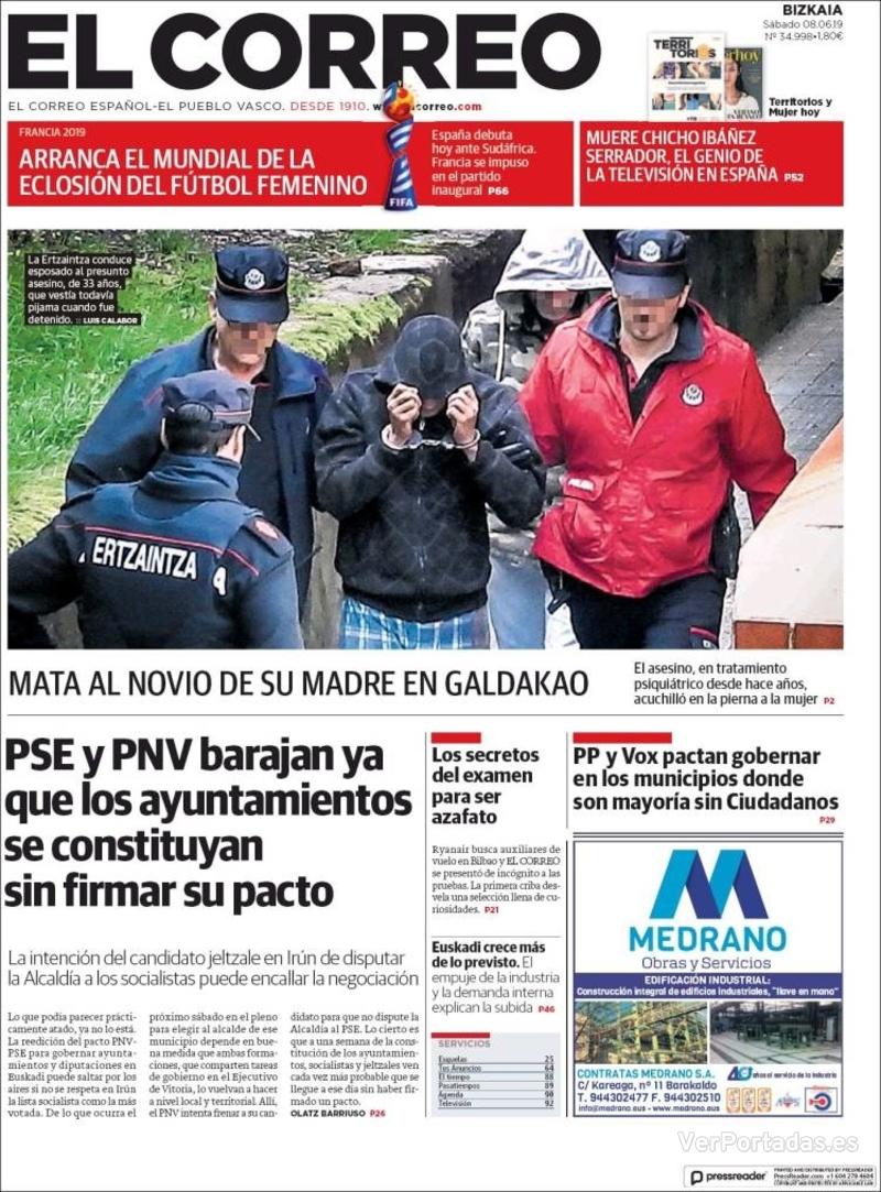 Portada El Correo 2019-06-09