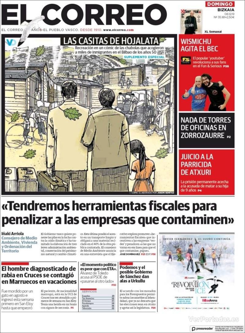 Portada El Correo 2019-12-09
