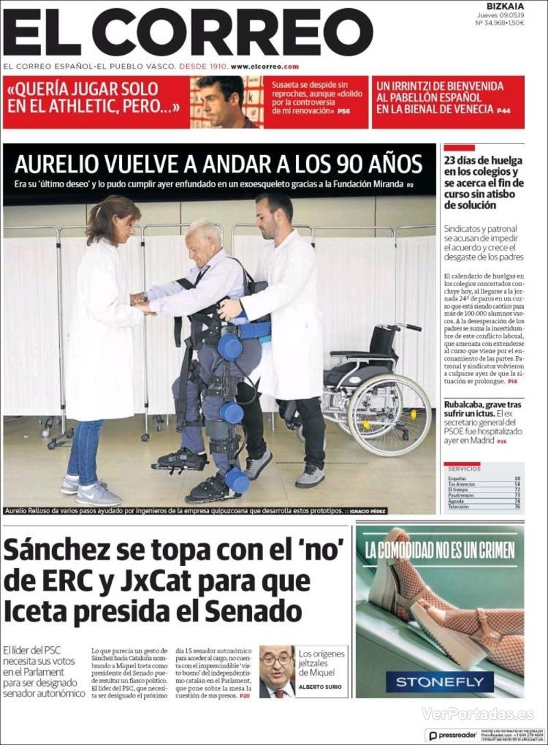 Portada El Correo 2019-05-10