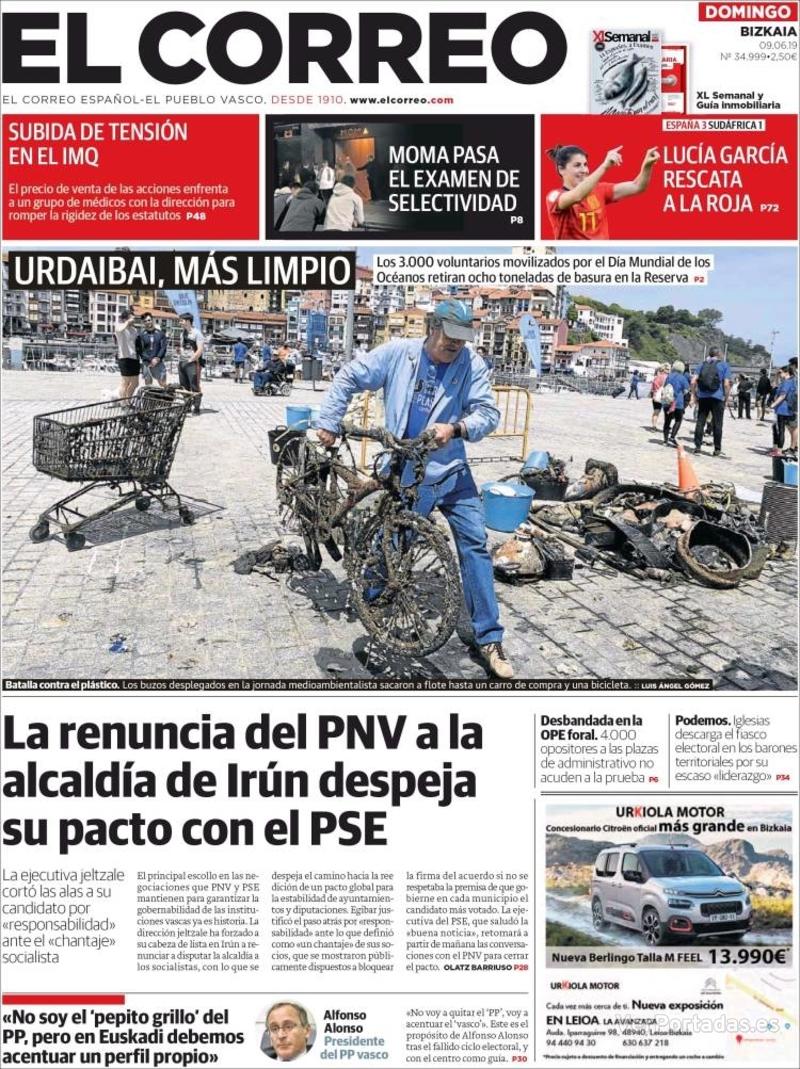 Portada El Correo 2019-06-10