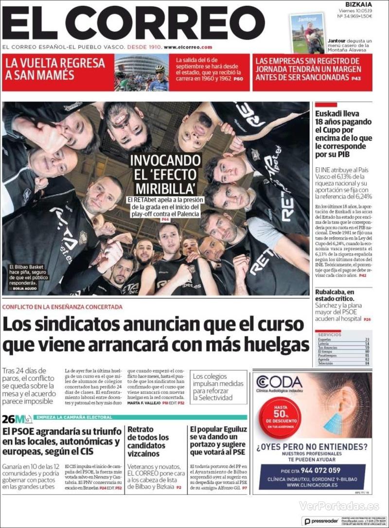 Portada El Correo 2019-05-11