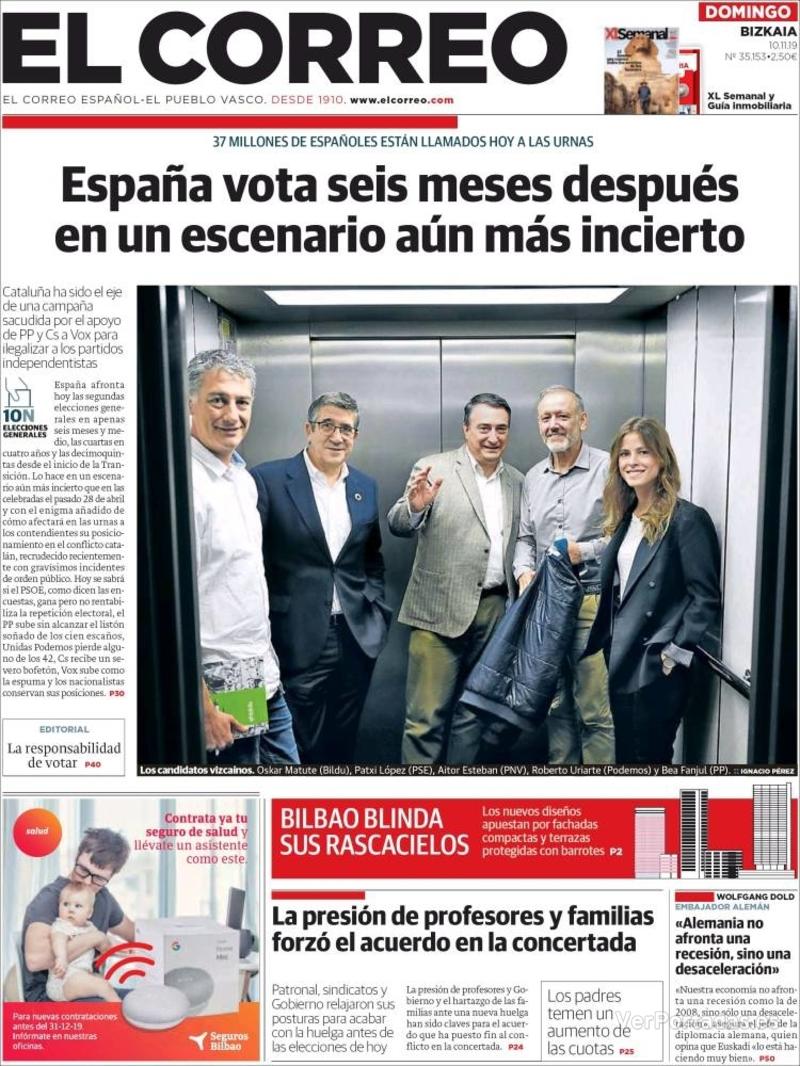 Portada El Correo 2019-11-11