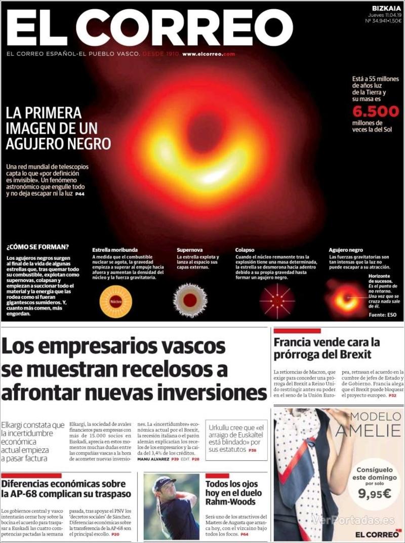 Portada El Correo 2019-04-12