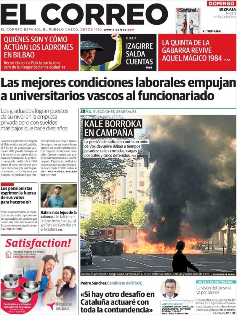 Portada El Correo 2019-04-15