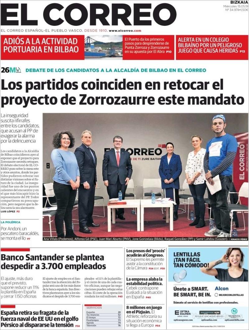 Portada El Correo 2019-05-16
