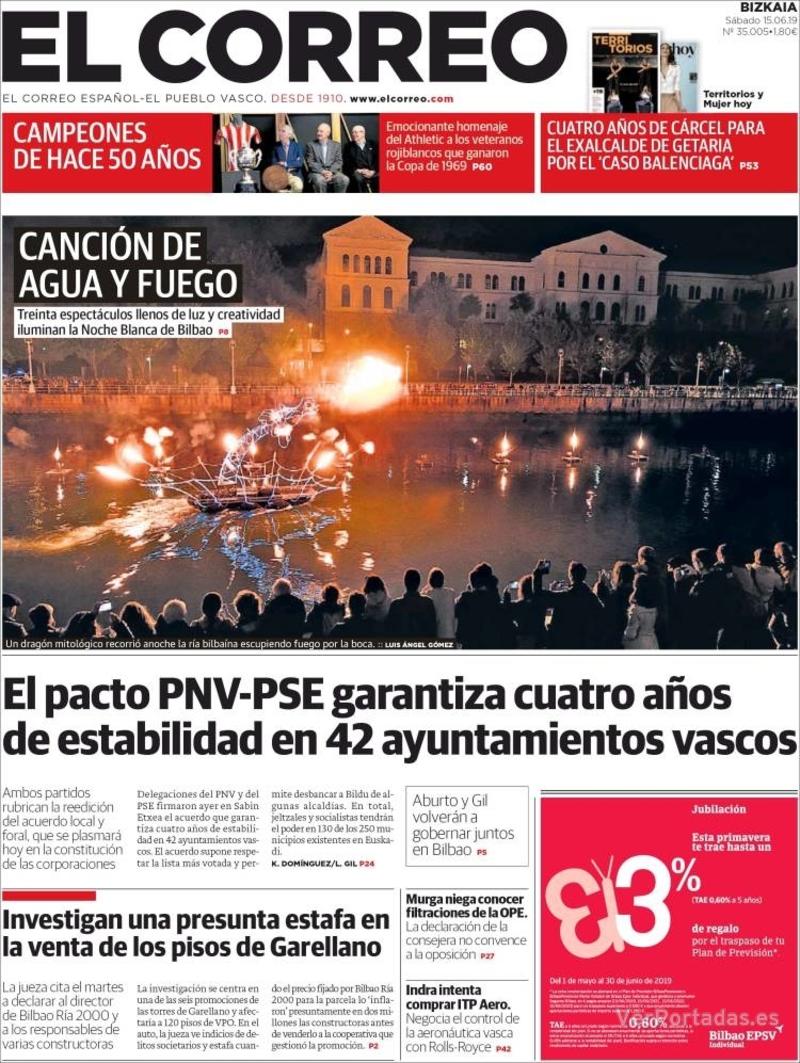 Portada El Correo 2019-06-16