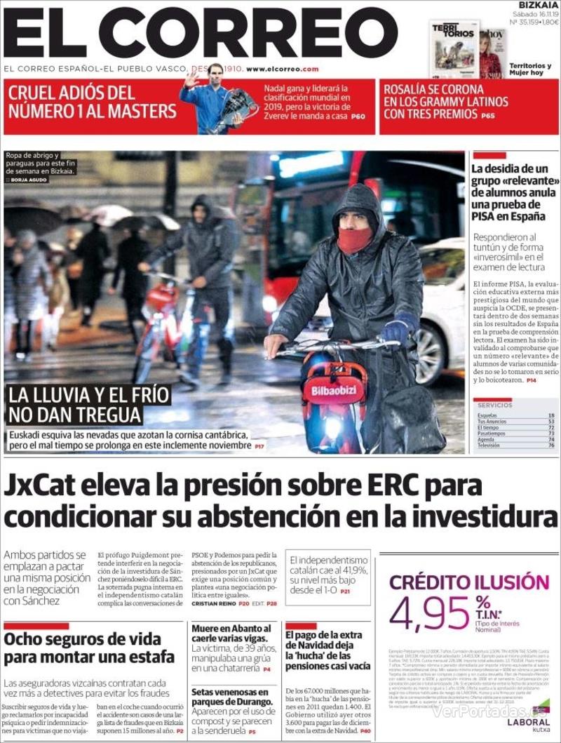 Portada El Correo 2019-11-17