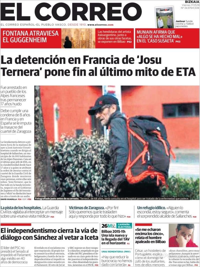 Portada El Correo 2019-05-18