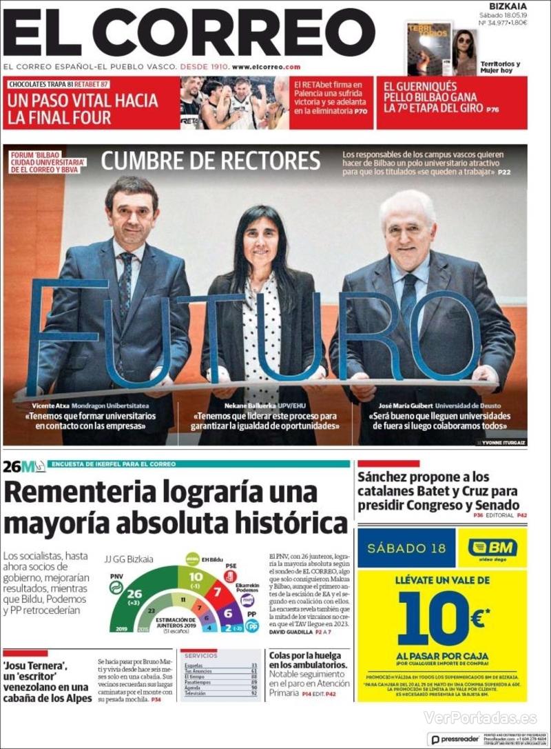 Portada El Correo 2019-05-19