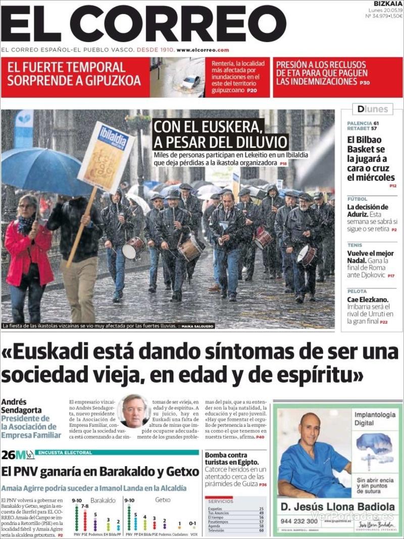 Portada El Correo 2019-05-21