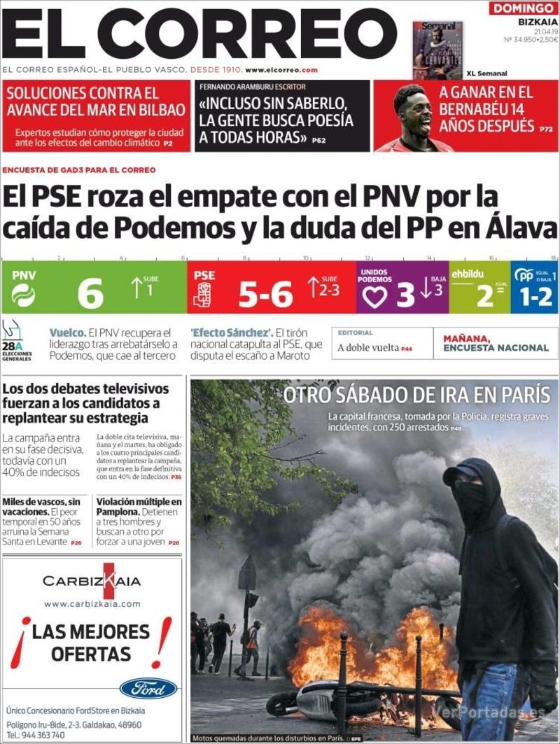 Portada El Correo 2019-04-22