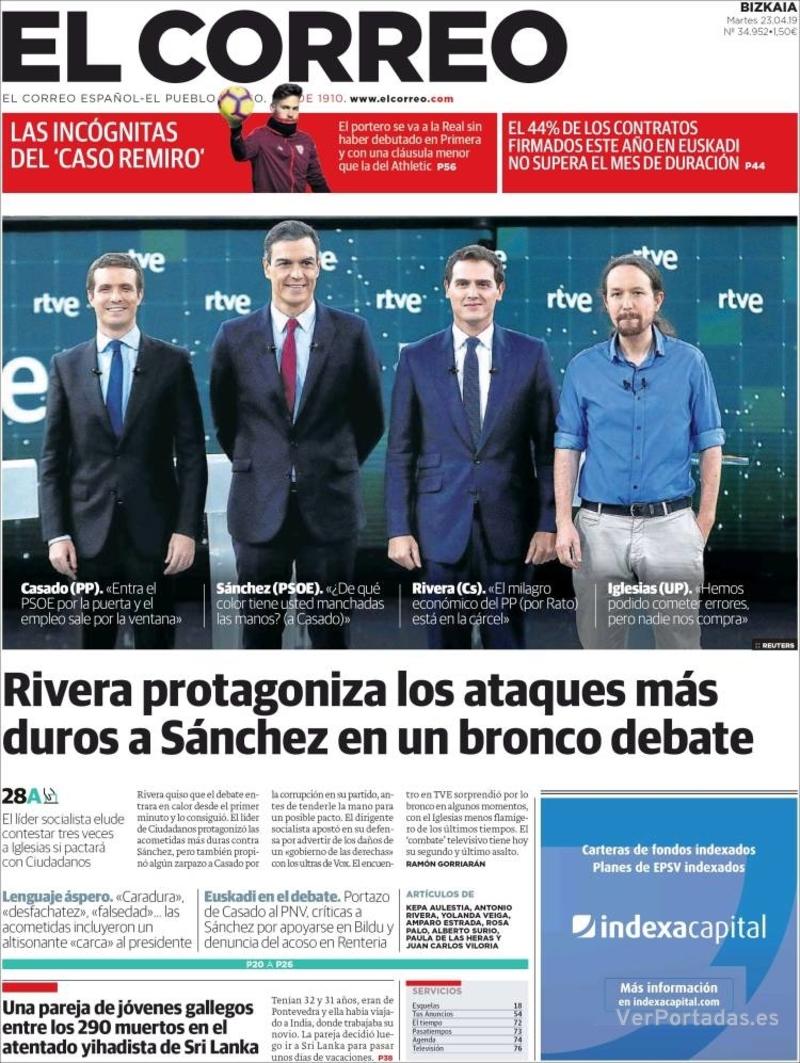 Portada El Correo 2019-04-24